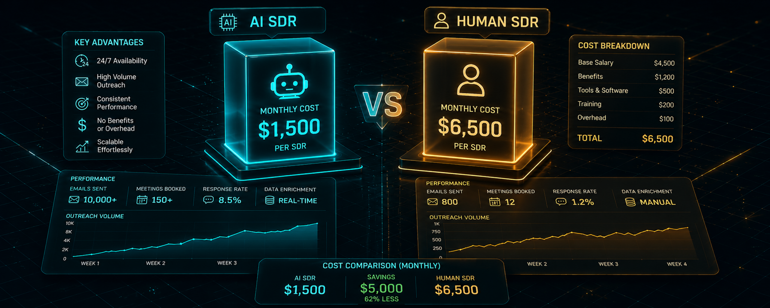 AI SDR vs Human SDR Cost Comparison
